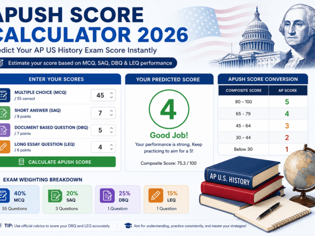 APUSH Score Calculator 2026 – Predict Your AP US History Exam Score Accurately